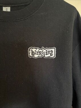 Blink-182 Black Crewneck Sweatshirt with White Logo patch